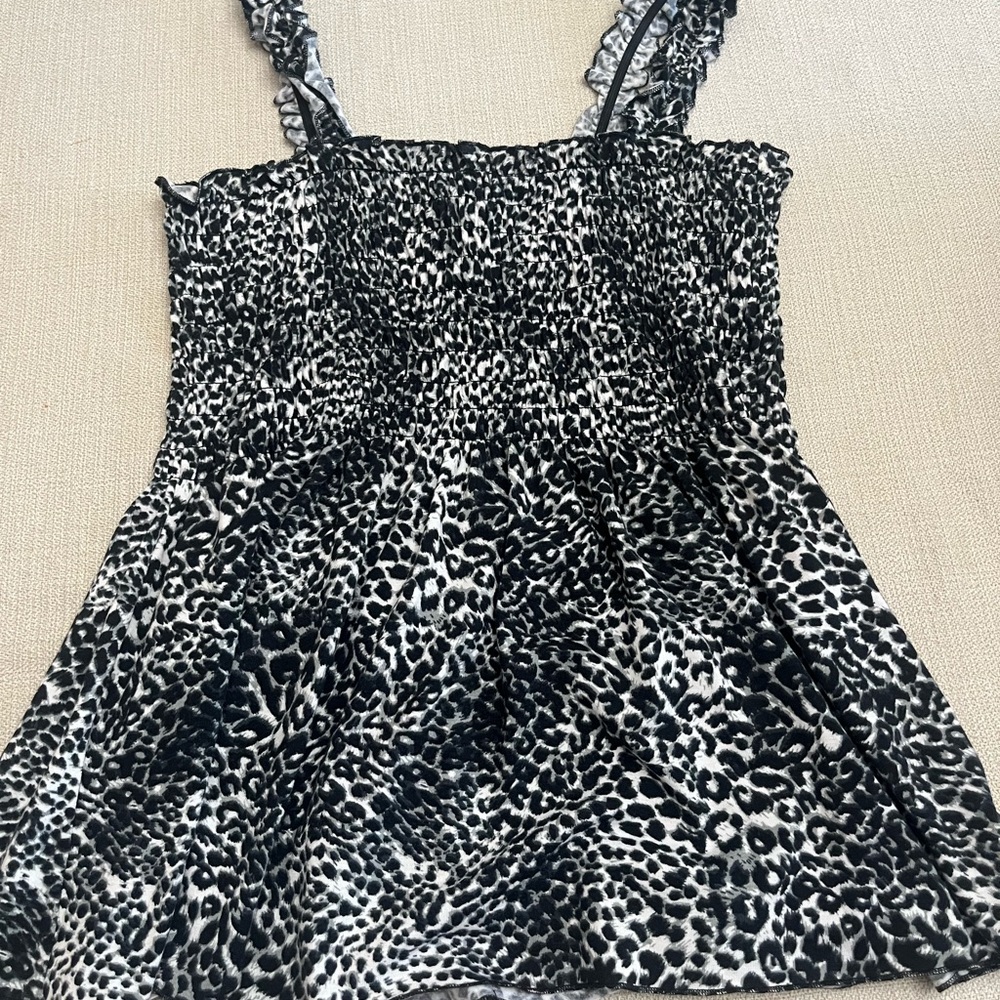 Charming Charlie Black and White Leopard Print Top